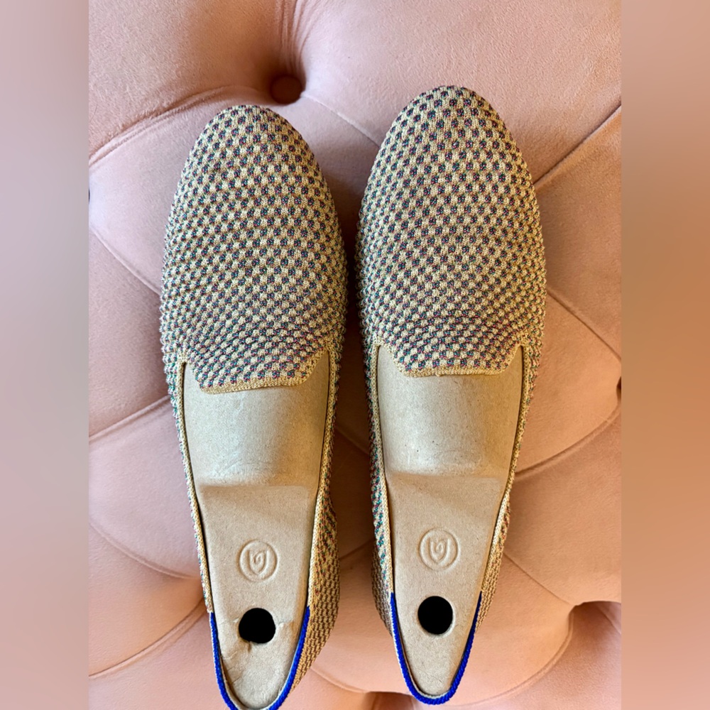 Rothy's tan iridescent-metallic flats